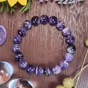 Natural Dream Chevron Amethyst 10mm Beads Healing Spiritual Stretch Bracelet