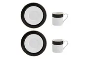 4pc Mikasa Luxe Deco China Espresso Cups and Saucers with Block Stripe Set 100ml