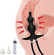 Inflatable Anal Plug with Pump and Anal Shower Enema, Silicone Large Butt Plug Anus Expansion Anal Dildo Anal Beads Sex Toys for Men Women