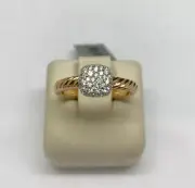 David Yurman 18k Rose Gold Cushion Diamond Stack Ring Size 7