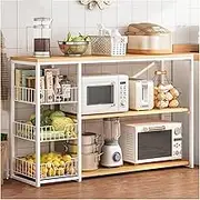 LYWY Kitchen Shelf, 3-Tier Steel Organiser Rack Baker's Rack Workstation Organiser Shelf for Kitchen Organisation (Colour: White, Size: 120 cm)