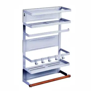 【LEBON】無痕磁吸式收納架-三層(免安裝 置物架 冰箱置物架 磁鐵收納 層架)