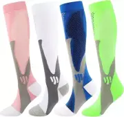 4 Pairs Compression Socks for Woman & Man Unisex 20-30mmHg Knee high Plus Size