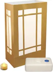 Lumabase 82136 12 Count Gold Lantern Battery Operated Luminaria Kit