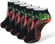 [LPSADGF] Two Strawberries Socks Low Cut Ankle Sock Athletic Running Low Cut Socks Thin Soft Ankle Socks Unisex, White, One Size Short, White, One Size Short