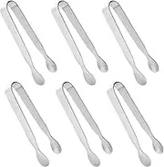 6 PCS Ice Tongs,Mini Sugar Tongs,Durable Kitchen Metal Tongs, Food-Grade Premium Stainless Steel for Appetizers,Tea Party, Kitchen, Coffee Bar, Desserts(Silver)