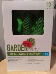 Garden Party Metal Mesh Light Set = CACTUS = Indoor 10 LED Lights New