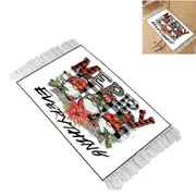 Christmas Floor Mat Dwarf Woven Washable Rectangular Kitchen Carpets for Home Bedroom-White