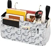 Bedside Caddy College Dorm Bed Hanging Basket for Bunk and Hospital Beds,Dorm Rooms Bed Rails Vector Mermaids Pattern Mythical Sea