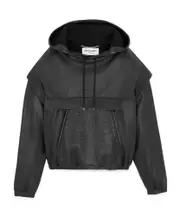 saint laurent hoodie in grained lambskin IT50 black