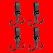 4packs Black Adjustable Stroller Double Hook for Hanging Diaper Bags USA Seller