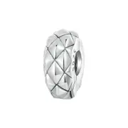 925 Sterling Silver Diamond Patterned Charm Stopper Beads For European Bracelets