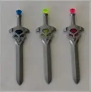 Playmobil Knights 3 x Excalibur Swords Red/Blue/Green Jewel Mint Condition