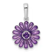 Sterling Silver Amethyst and Enamel Pendant