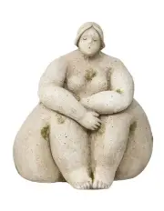 [Willow & Silk] Sitting Lady Garden Statue in Stone/Green