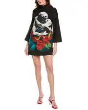 Valentino Lovers Print Wool & Silk-Blend Shift Dress