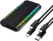 Simplecom SE525 RGB Light USB 3.2 Gen 2 10Gbps Nvme SATA M.2 SSD USB-C Enclosure