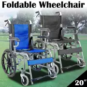 Foldable 20" Wheelchair Park Brakes Lightweight Aid Disabled Fold Soft Mobility