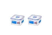2x Locknlock 1.2L Airtight Classic Square Food Snack Container Storage Short CLR