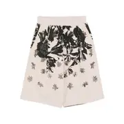 [Dries Van Noten] Dries Van Noten Floral-print Pleated Shorts M NEUTRALS/BLACK