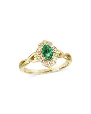 Bloomingdale's Fine Collection Emerald & Diamond Art Deco Ring in 14K Yellow Gold