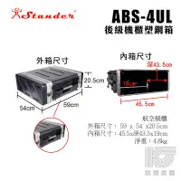 在飛比找Yahoo!奇摩拍賣優惠-凱傑樂器 STANDER ABS 4UL 標準 機櫃 提箱 