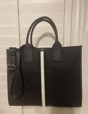 DKNY Carlita Large Black Tote Handbag With Strap NWT