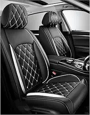 DENGFU Car Seat Covers Universal Set for Volkswagen Amarok/Beetle/Bora/Caddy/Corrado/EOS/Golf/Golf Plus Car Accessories, Black and White