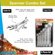 Ratchet Spanner Set 6pc Metric Combination Wrenches Open End Ring CR-V 8-19mm