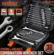 32-Piece Wrench Set Chrome Vanadium Steel Construction with Case For Mechanics