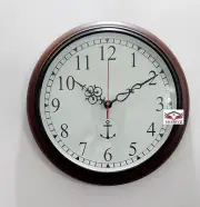 Nautical Wooden Wall Clock,12 Inch, Silent Non-Ticking Classic Round Wall Clocks