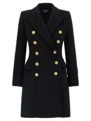 [Balmain] Balmain-10 Bottoni Trench E Impermeabili Nero-Donna 36FR