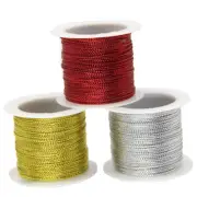 3PCS Christmas Metallic Cords Crafts Metallic Cord Jewelry Thread Gift Wrap Cord