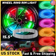 4PCS 15.5'' Double Row LED Wheel Ring Lights Bluetooth Color RGB Rim Lights APP