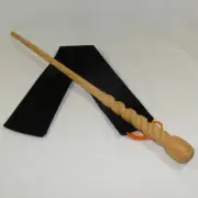 15" Hand Carved Mahogany Wood Crouch Jr. Wizard Magic Wicca Wand w/ Velvet Bag