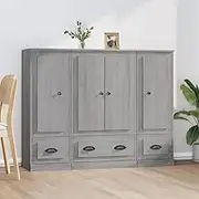 Generic Highboards 3 pcs Grey Sonoma Engineered Wood,3185301