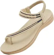 [Ulicox] Womens Sandals Comfortable Dressy with Elastic Ankle Strap