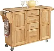 Home Styles Kitchen Cart, Wood, Natural, 52-1/2 in. W x 18 in. -30 in. D x 36 in. H