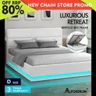 ALFORDSON Bed Frame Double Size Platform RGB LED Gas Lift Base Storage Boucle