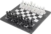 MARBLISS 40 CM Handmade Black and White Large Weighted Marble Full Chess Game Set Staunton and Ambassador Style Tournament Chess Set for 2 Players, Ages All Ages