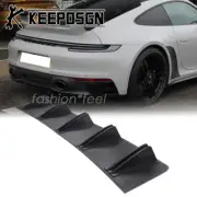 For Porsche 911 Car Rear Bumper Diffuser Lip Splitter Spoiler Shark Fins Black