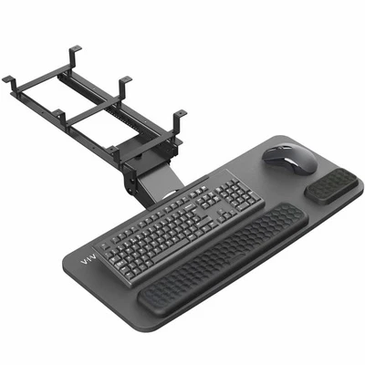VIVO Black Premium Under Desk Computer Keyboard and Mouse Tray