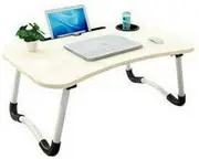 Laptop Stand Table Foldable Desk Computer Study Adjustable Cup Slot White