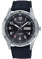 Casio MTPS120L-1AV Men's Solar Powered Black Military Style Watch