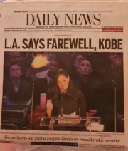 KOBE BRYANT - LOS ANGELES DAILY NEWSPAPER - FEBRUARY 25, 2020 - NEW