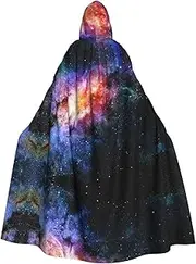Galaxy In The Universe Print Hooded Grace Cloak For Women Men Halloween Cosplay Carnival Parties Themed Events, Black