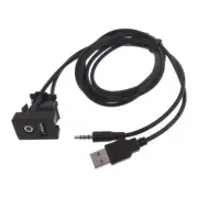 Easy to Use USB Extension Cable Dashboard Panel Mount USB+3.5mm Port Wire