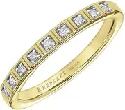 Princess Diamond Ring for Women Wedding Band 925 Sterling Silver or 18K Yellow Gold Vermeil 1/10ct (I-J, I3), by Keepsake
