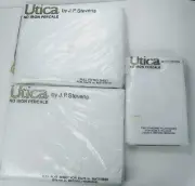 Vintage Utica Stevens Sheets White Fitted & Flat Sz-Full W/ Pillow Cases USA