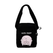 Cute Pig Pattern Single Shoulder Bag Handbag Messenger Bag (Black)